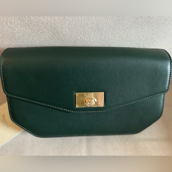 NWT MONCRIEF LONDON Taylor Forest Green Leather Shoulder Bag - Picture 4 of 10